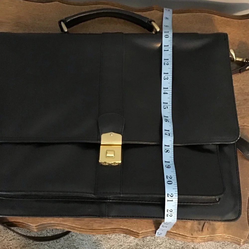 Large Black Leather Unisex Briefcase